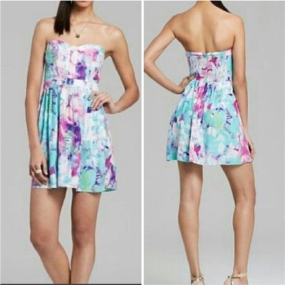 Parker strapless floral‎ dress